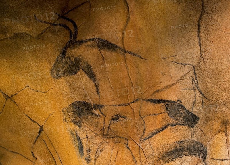 Replica of prehistoric rock paintings of the Chauvet Cave