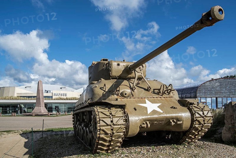American M4 Sherman tank in front of the Musee du Debarquement Utah Beach