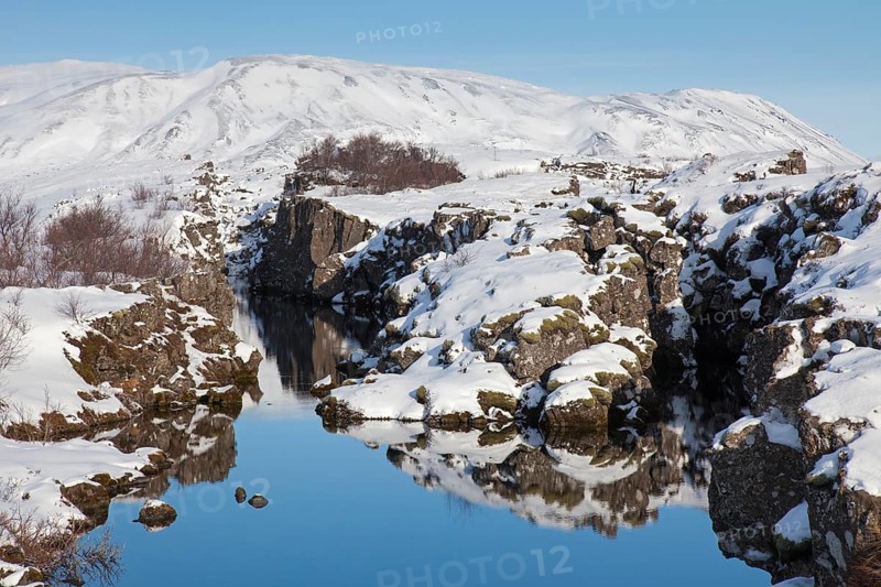 Nikulasargja Gorge in the snow in winter
