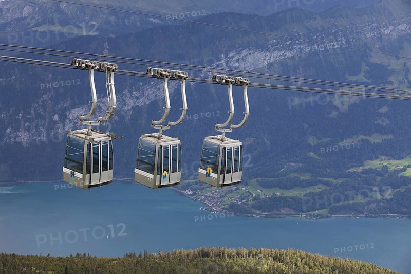 Cableway over mountain lake