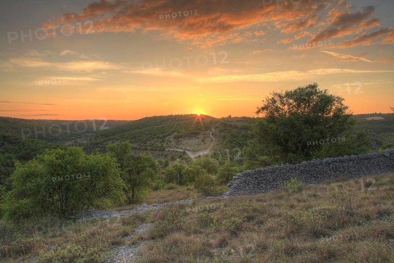 View of rural landscape at sunset