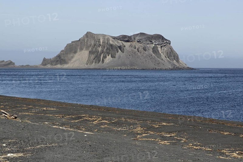 View of volcanic sand on the beach
