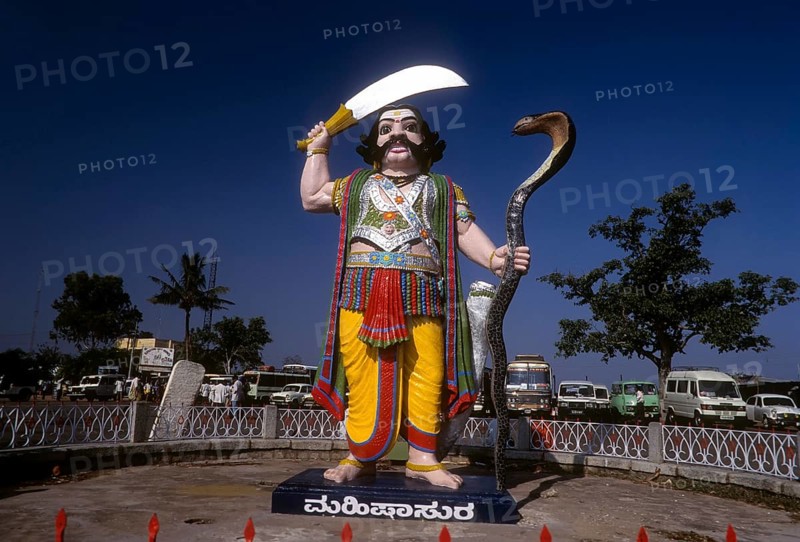 The statue of Mahishasura in Chamundi hill in Mysuru or Mysore