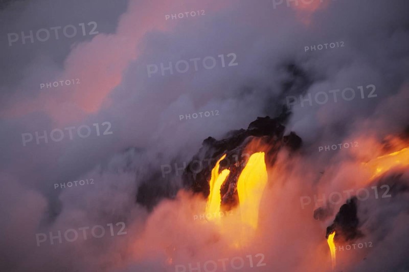 Lava flowing into ocean