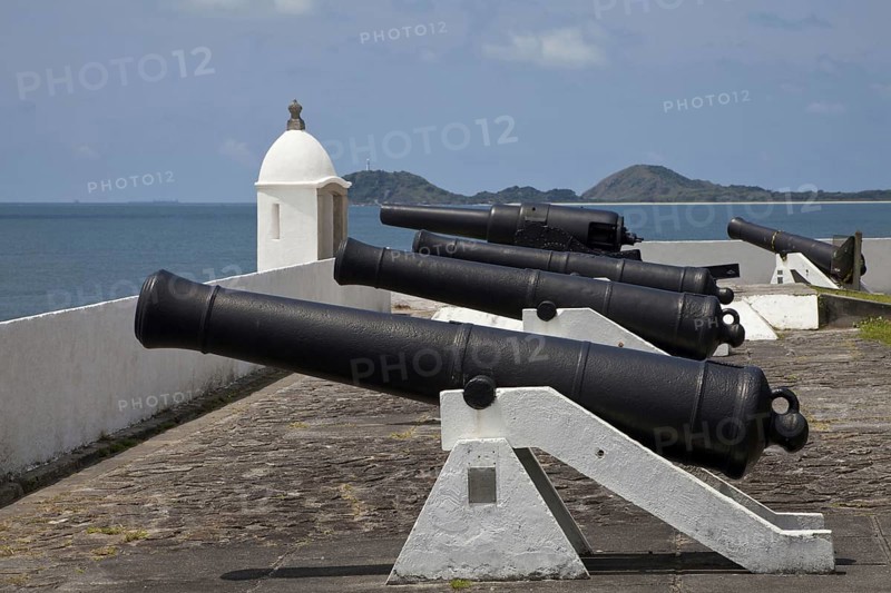 Cannons on historic coastal fortress