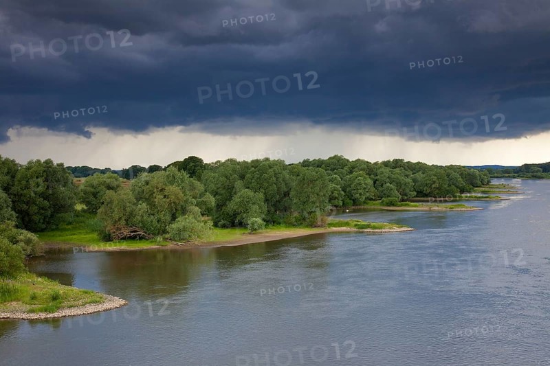 Thunderstorms over the Elbe River Landscape UNESCO Biosphere Reserve in summer