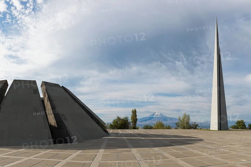 View over Yerevan and Mount Ararat from the Armenian Genocide Memorial Tsitsernakaberd
