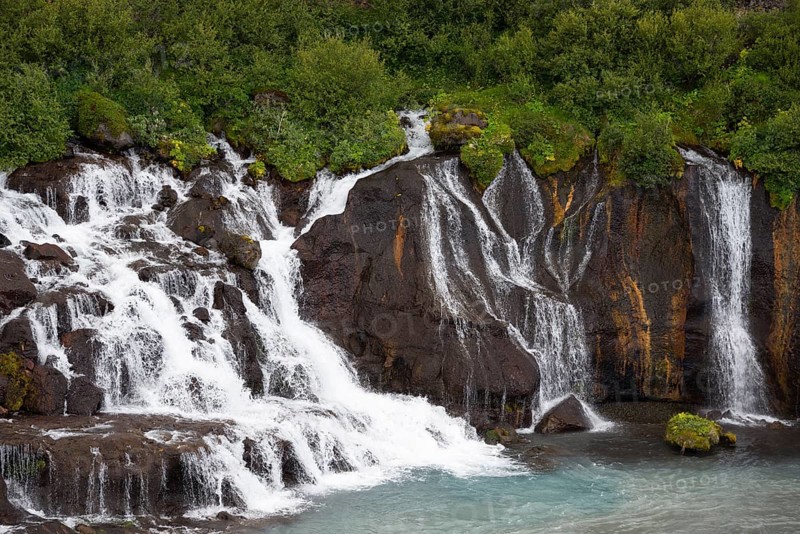 Hraunfossar Waterfalls and Hvita River