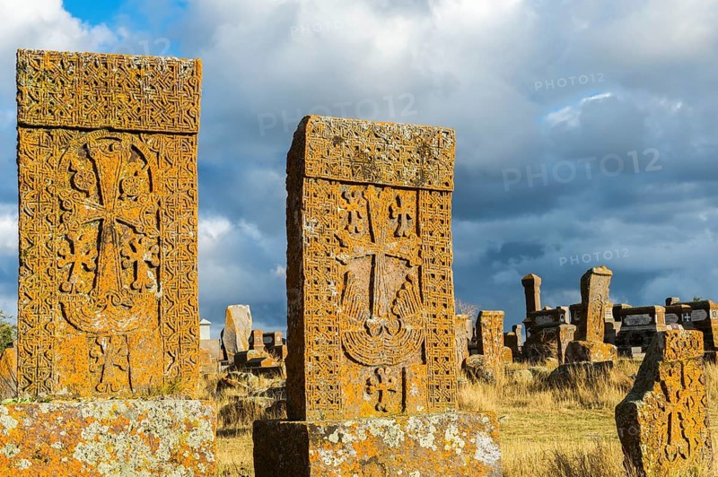 Medieval Khachkars carved memorial stele