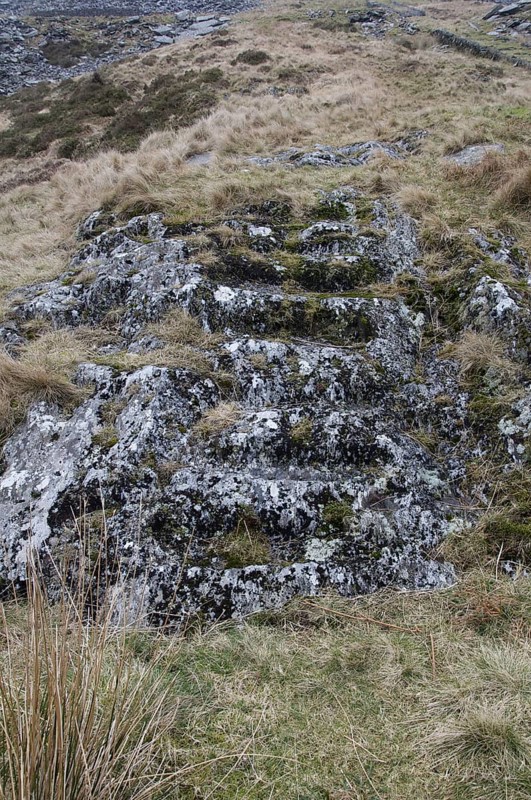 Worn stairway in abandoned slate mine