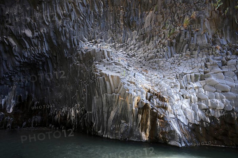 Lava rock in the river park Gole dell Alcantara
