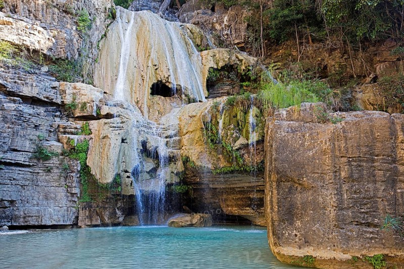 Waterfall in rock face at Tsiribihina River