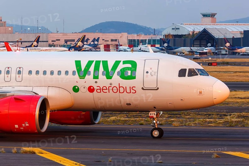 An Airbus A320neo aircraft of Viva Aerobus with registration number XA-VIV at Mexico City Airport