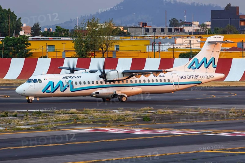 An Aeromar ATR 72-600 aircraft with registration XA-UZE at Mexico City Airport