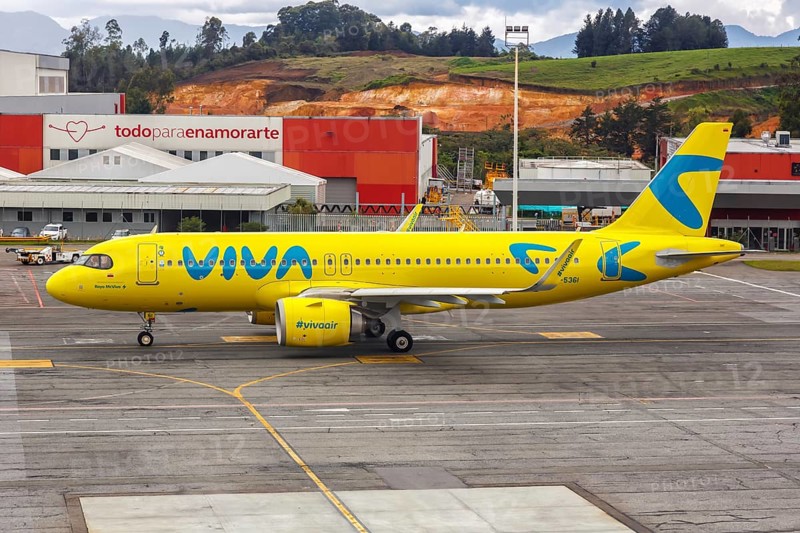 A Vivaair Airbus A320neo aircraft with registration HK-5361 at Medellin Rionegro Airport