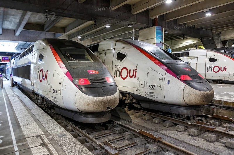 TGV Duplex trains SNCF high speed train at Gare Montparnasse station in Paris
