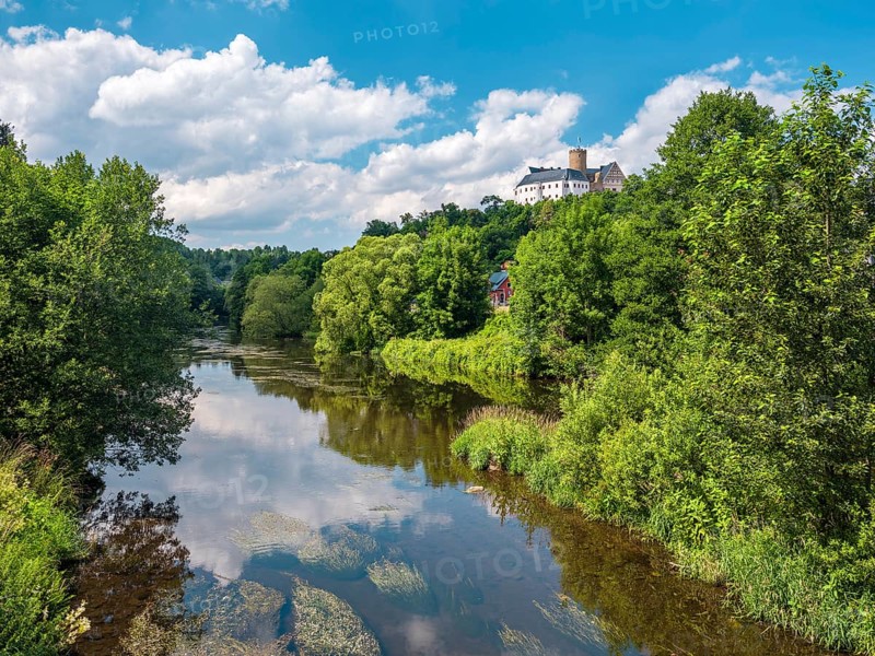 Scharfenstein Castle above the Zschopau River