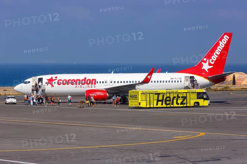 A Corendon Airlines Boeing 737-800 with registration number 9H-TJA at Heraklion Airport
