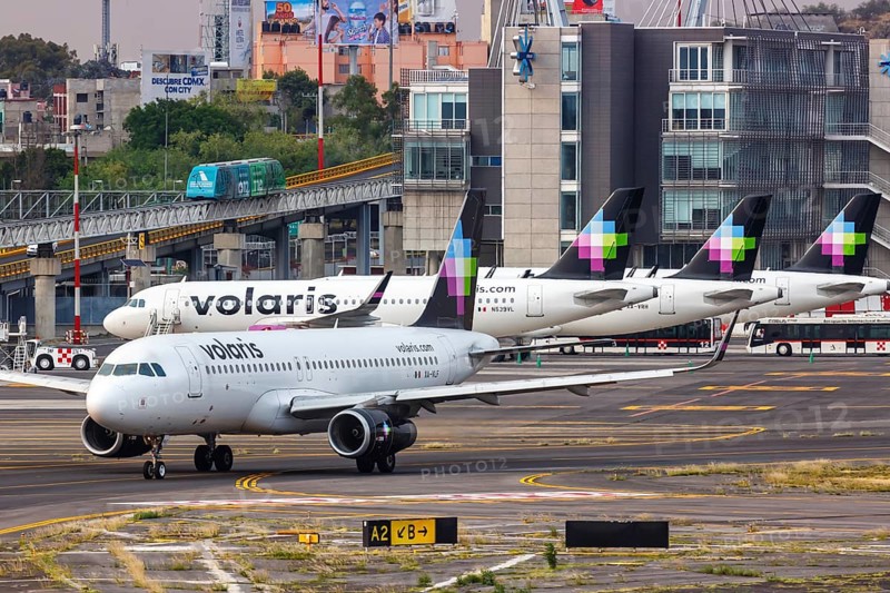 Airbus A320 aircraft of Volaris with registration XA-VLF at Mexico City Airport
