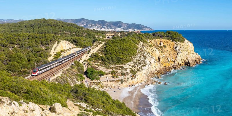 Civia local train of the RENFE Rodalies de Catalunya near Sitges