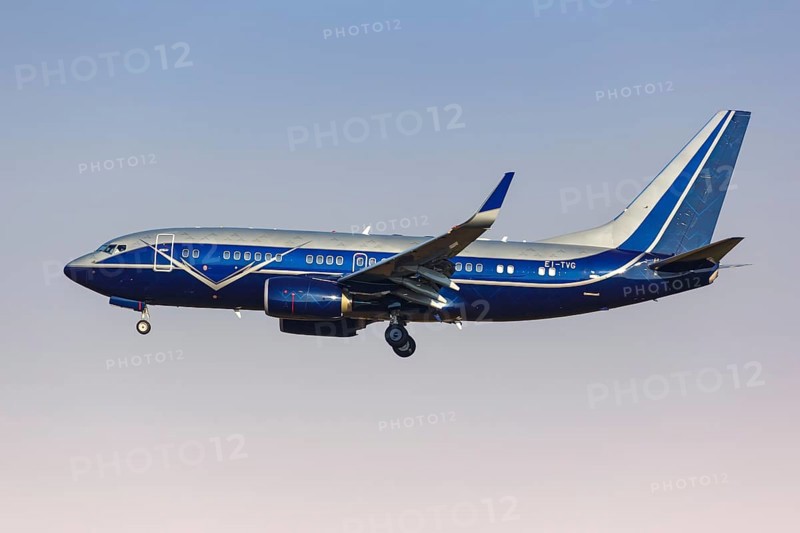 A Charter Jets Boeing 737-700 BBJ aircraft with registration EI-TVG at Milan Linate Airport