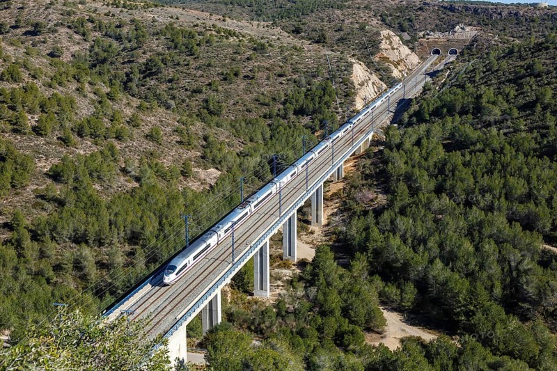 AVE Siemens Velaro high-speed train of RENFE on the line Madrid