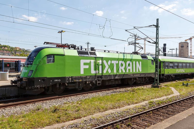 Flixtrain train at the main station in Stuttgart