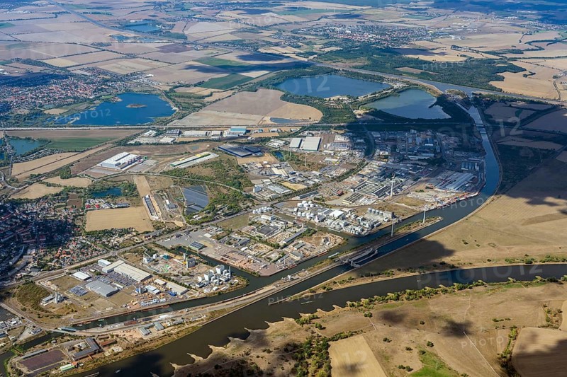 Aerial view of Magdeburg harbour