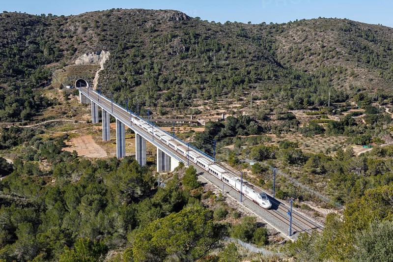 Talgo 250 high-speed train of RENFE on the line Madrid