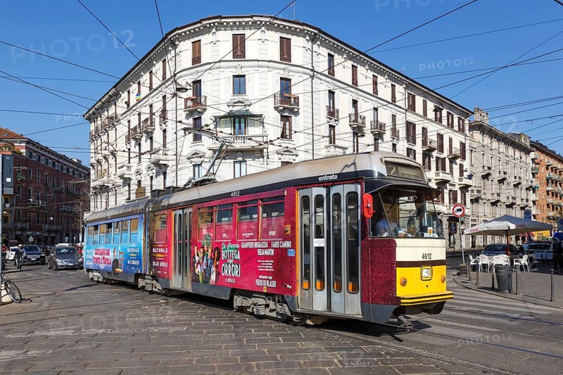 Tram Tram Milano public transport transport transport transport at the stop Stazione Genova in Milan
