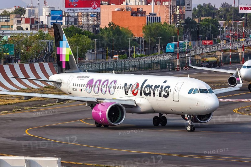 A Volaris Airbus A320neo aircraft with registration N531VL in the Ghostbusters special livery at Mexico City Airport