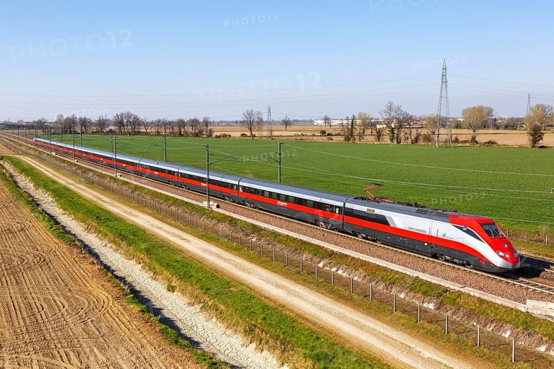 Frecciarossa FS ETR 500 high-speed train of Trenitalia on the Milan