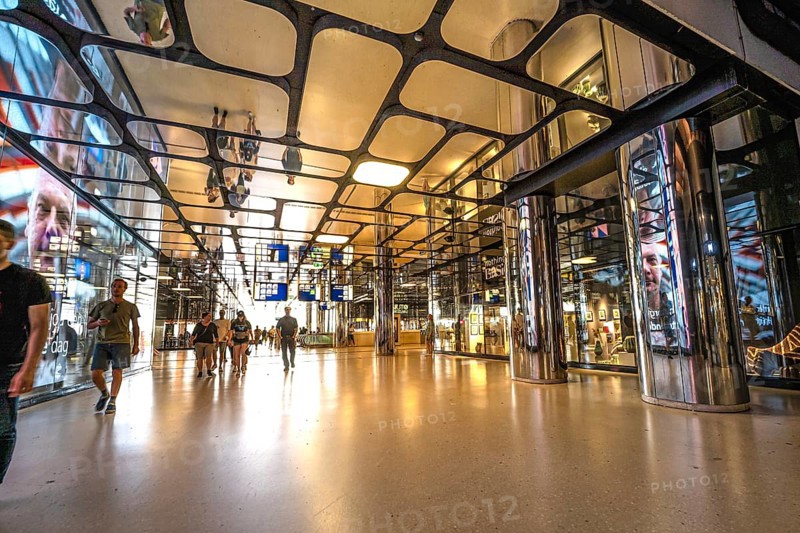 Station subway with mirrored ceiling in the big city