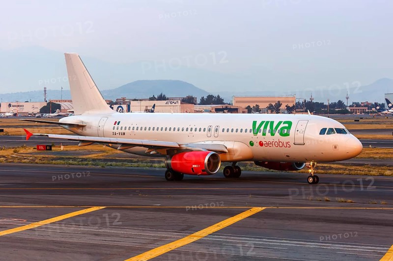 An Airbus A320 aircraft of Viva Aerobus with registration number XA-VAM at Mexico City Airport