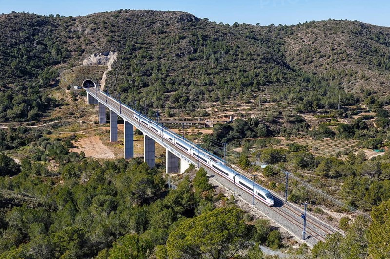 AVE Siemens Velaro high-speed train of RENFE on the line Madrid