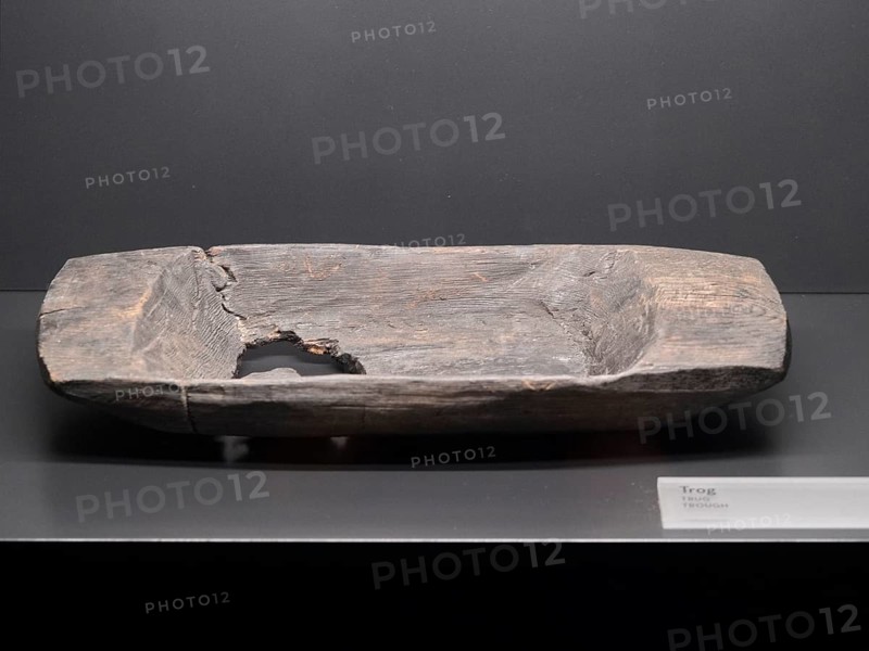 Wooden trough from 882 AD on display in the Viking Museum at the Haithabu excavation site