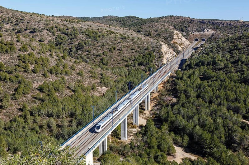 Alvia high-speed train of RENFE on the route Madrid