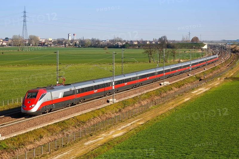 Frecciarossa FS ETR 500 high-speed train of Trenitalia on the Milan