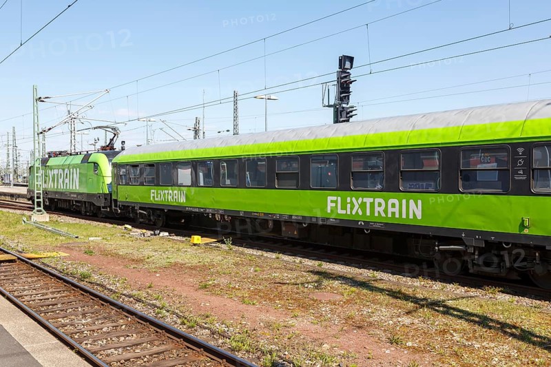 Flixtrain train at the main station in Stuttgart