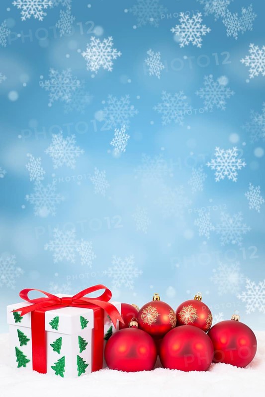 Christmas Christmas Gifts Snow Card Christmas Card Decoration Red Christmas Balls Text Free Space in Stuttgart