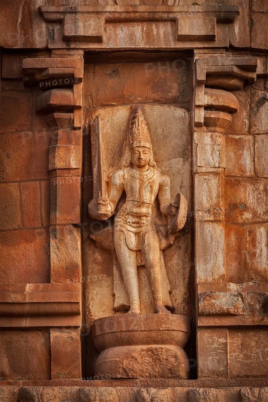 Ancient bas relief. Brihadishwara Temple. Tanjore