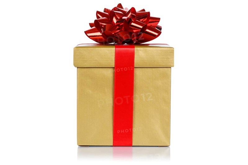 Birthday christmas gift christmas gift birthday gift box gold golden cut out isolated in Stuttgart