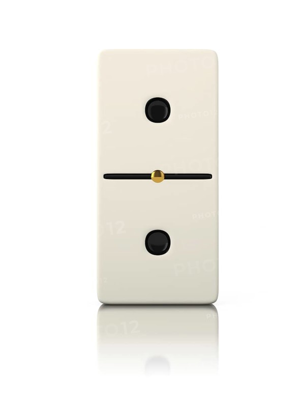 Domino game bone close up isolated on white