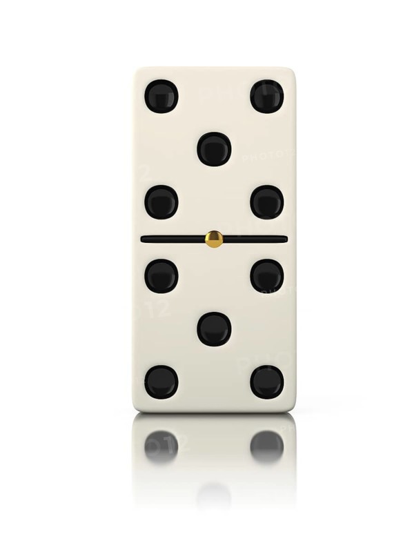 Domino game bone close up isolated on white