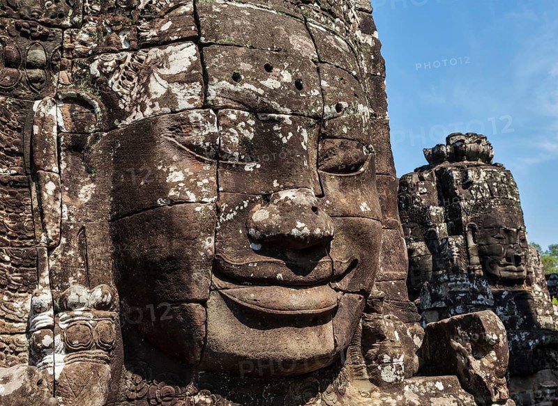 Ancient stone faces of Bayon temple