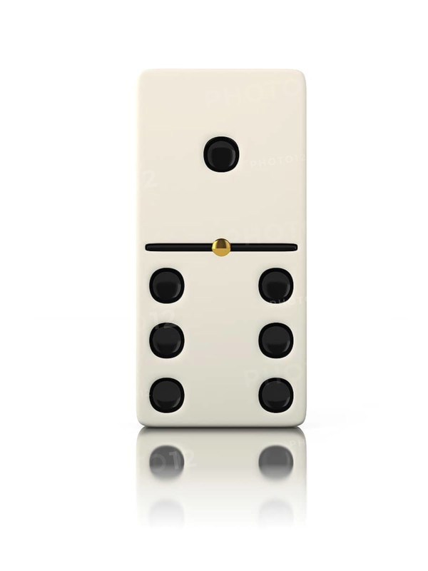 Domino game bone close up isolated on white