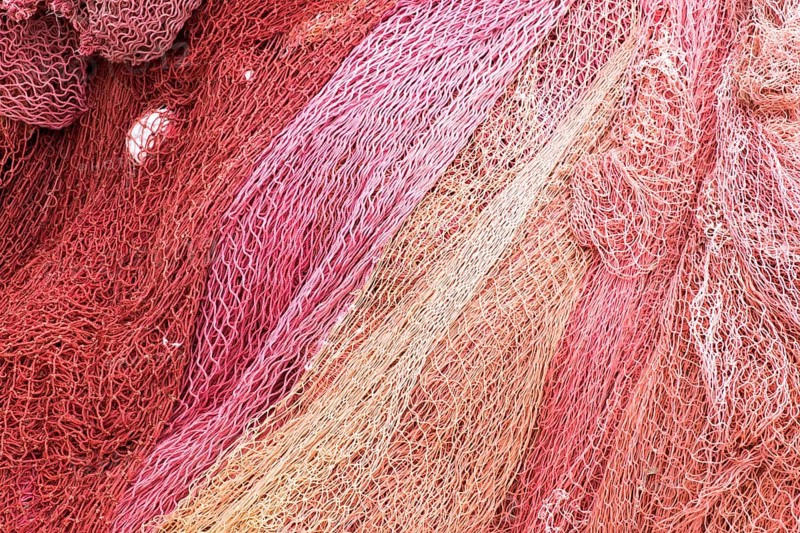 Red fishing nets