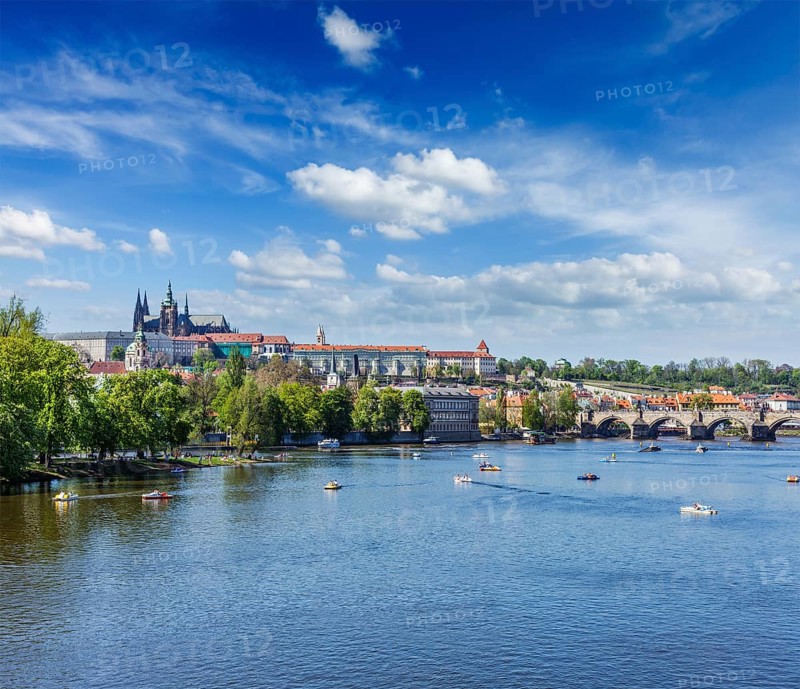 Panorama view of Vltava river and Gradchany