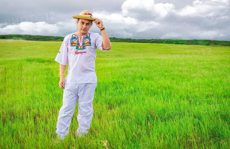 Nicaraguan man in folk costume in the field