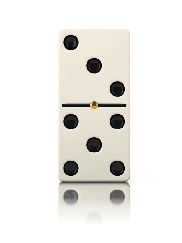 Domino game bone close up isolated on white